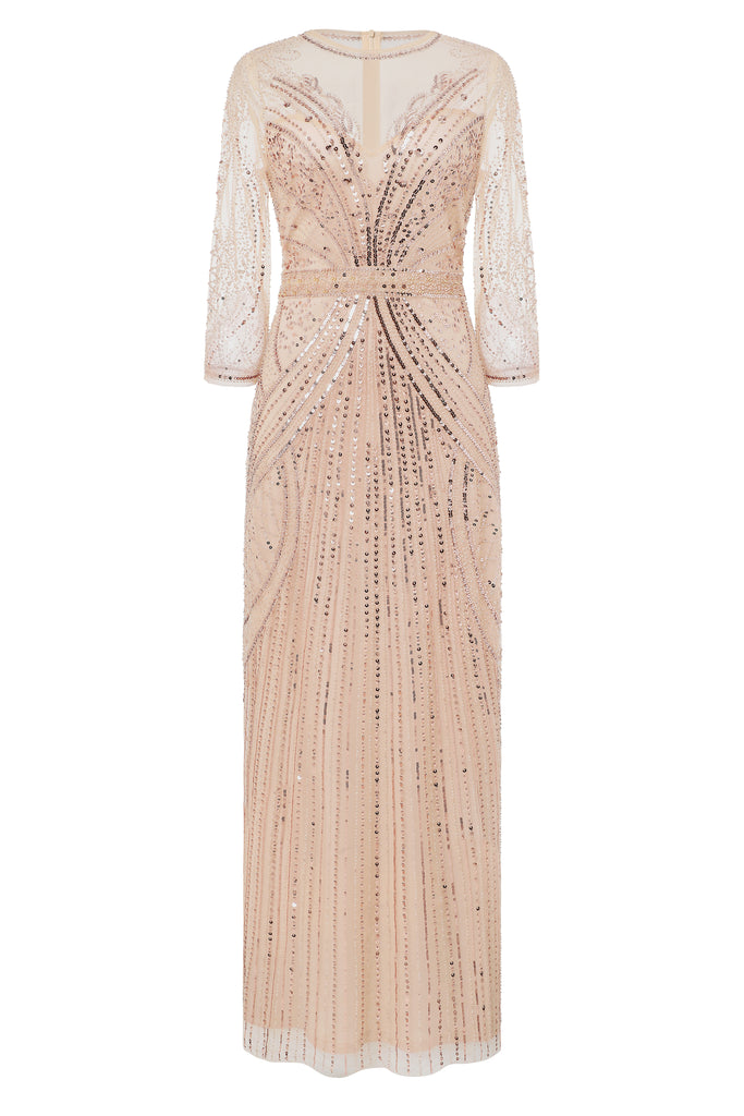 Geometric Symmetry Sequin Embellished Evening Gown - Babeyond UK