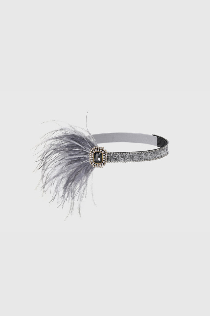 Glamorous Rhinestone Pearl Feather Headband - Babeyond UK