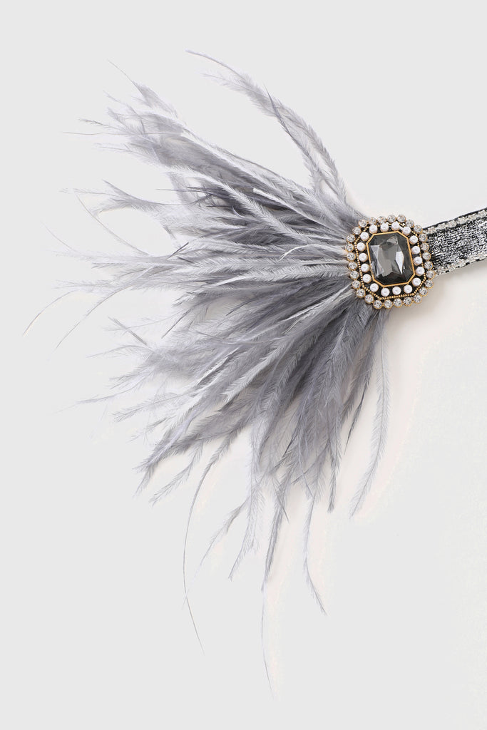 Glamorous Rhinestone Pearl Feather Headband - Babeyond UK