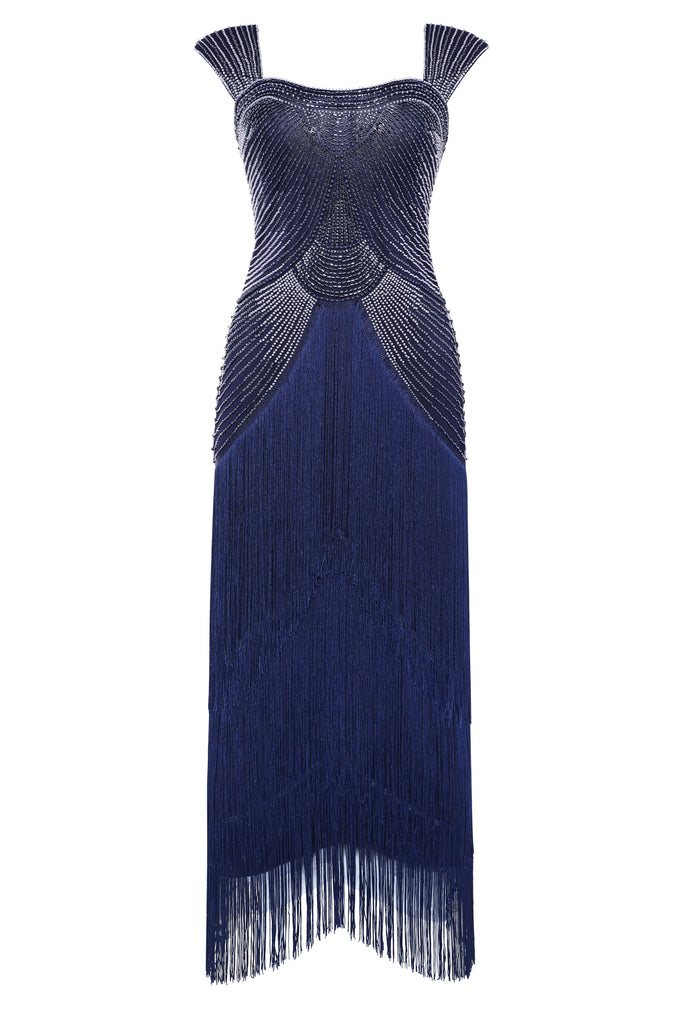 Graceful Gradient Bead Fringe Evening Gown - Babeyond UK