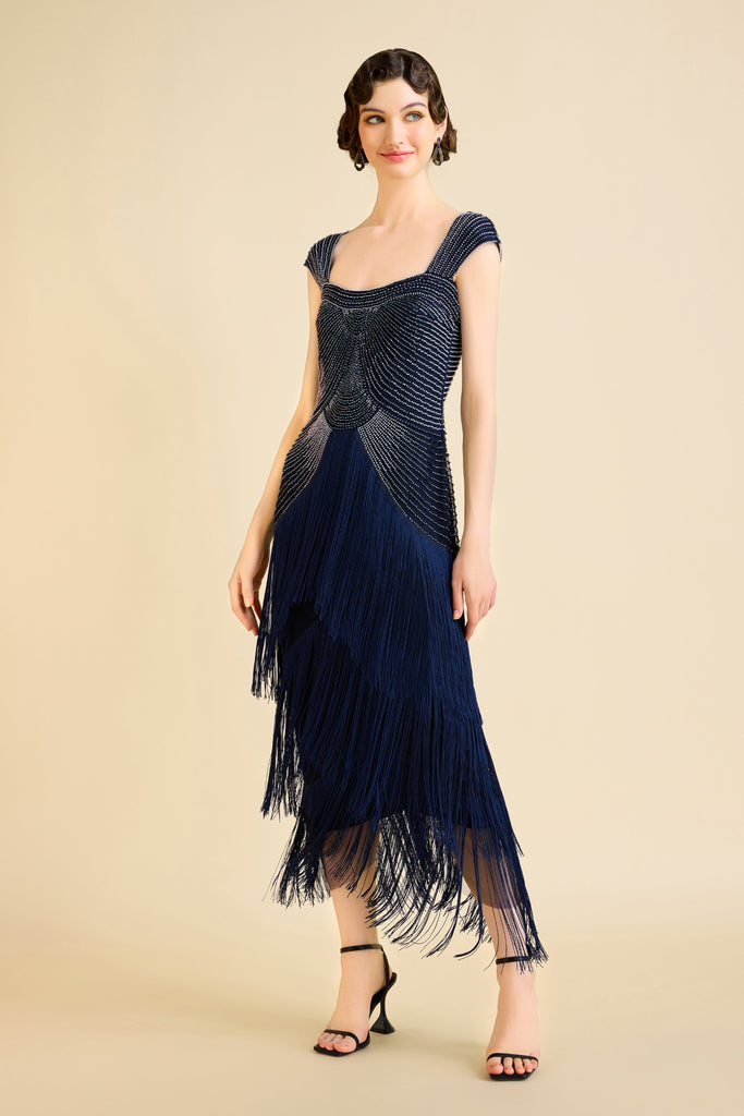 Graceful Gradient Bead Fringe Evening Gown - Babeyond UK