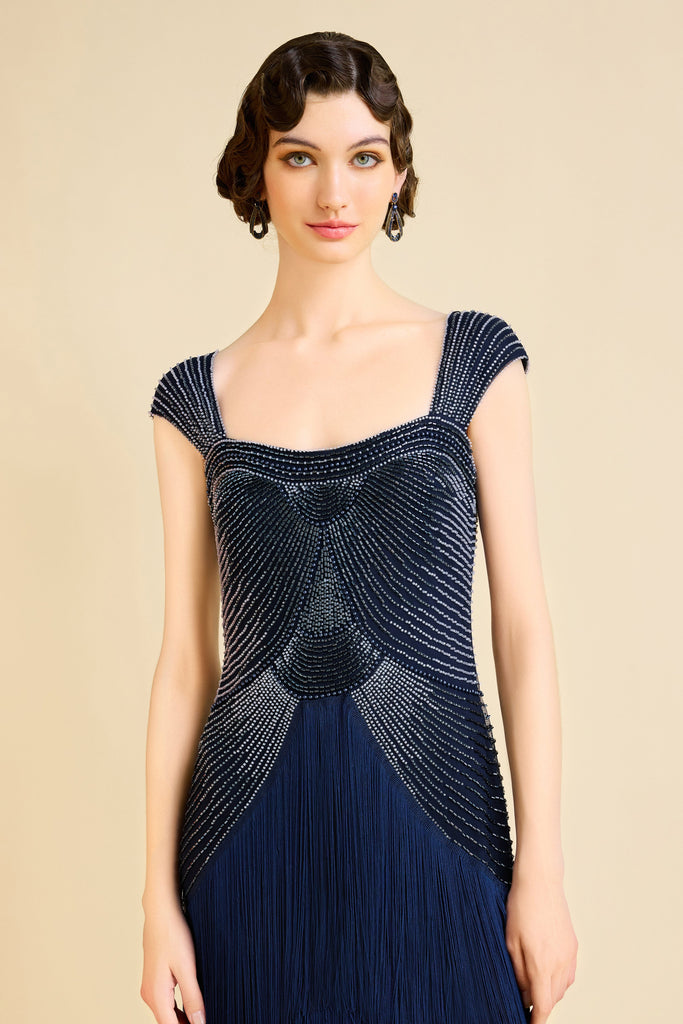 Graceful Gradient Bead Fringe Evening Gown - Babeyond UK