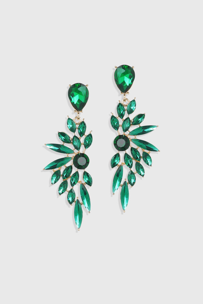 Luxurious Emerald Leaf-Shaped Earrings - Babeyond UK