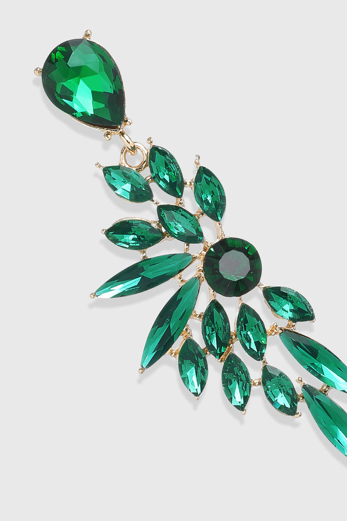 Luxurious Emerald Leaf-Shaped Earrings - Babeyond UK