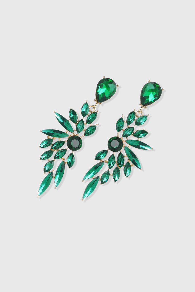 Luxurious Emerald Leaf-Shaped Earrings - Babeyond UK