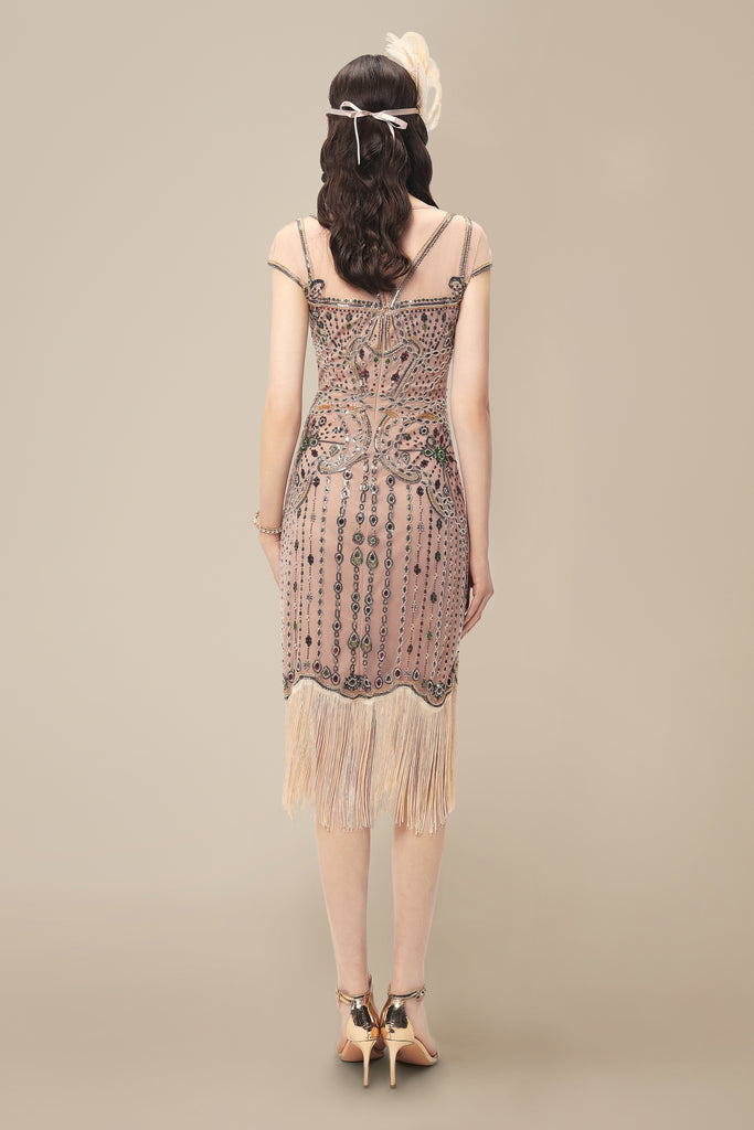 Multicolor Beading Fringe Flapper Dress - Babeyond UK