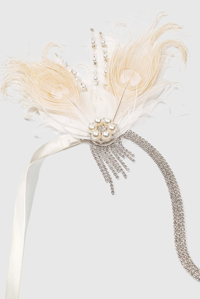 Pearl Rhinestone Feather Headband - Babeyond UK