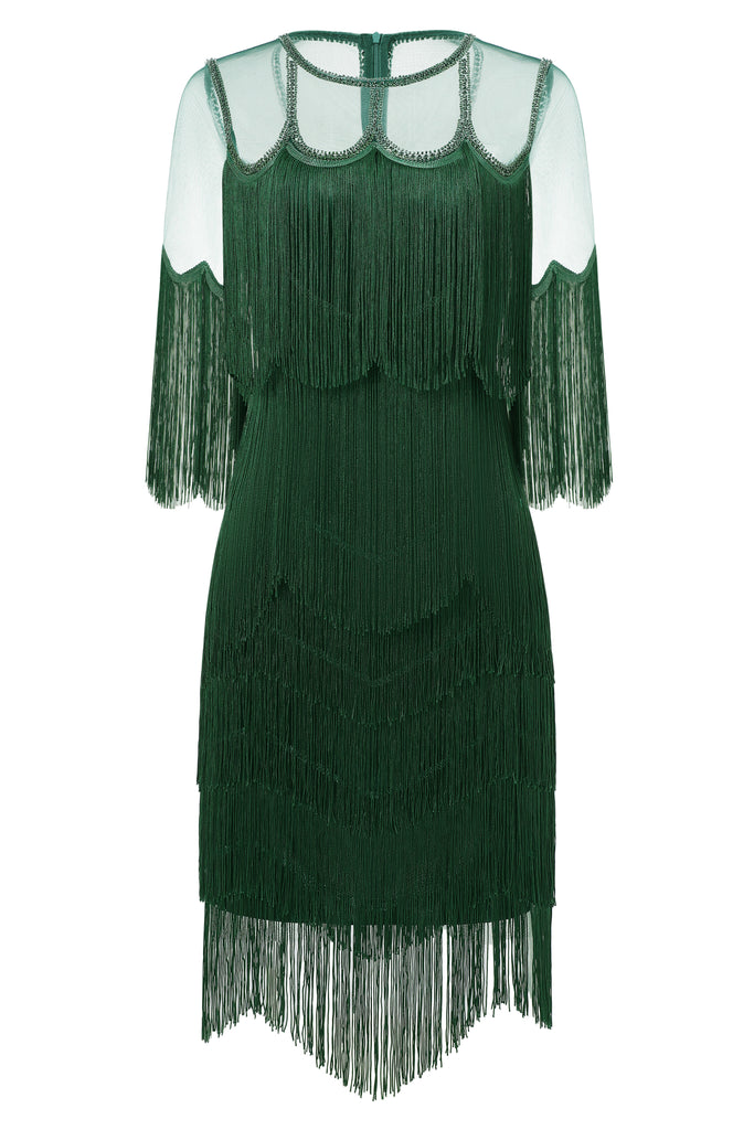 Gracefully Swaying Fringe Flapper Dress - Babeyond UK