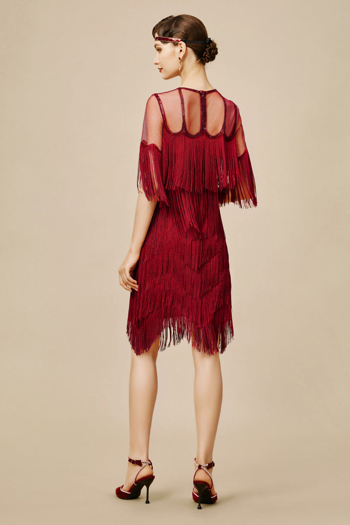 Gracefully Swaying Fringe Flapper Dress - Babeyond UK