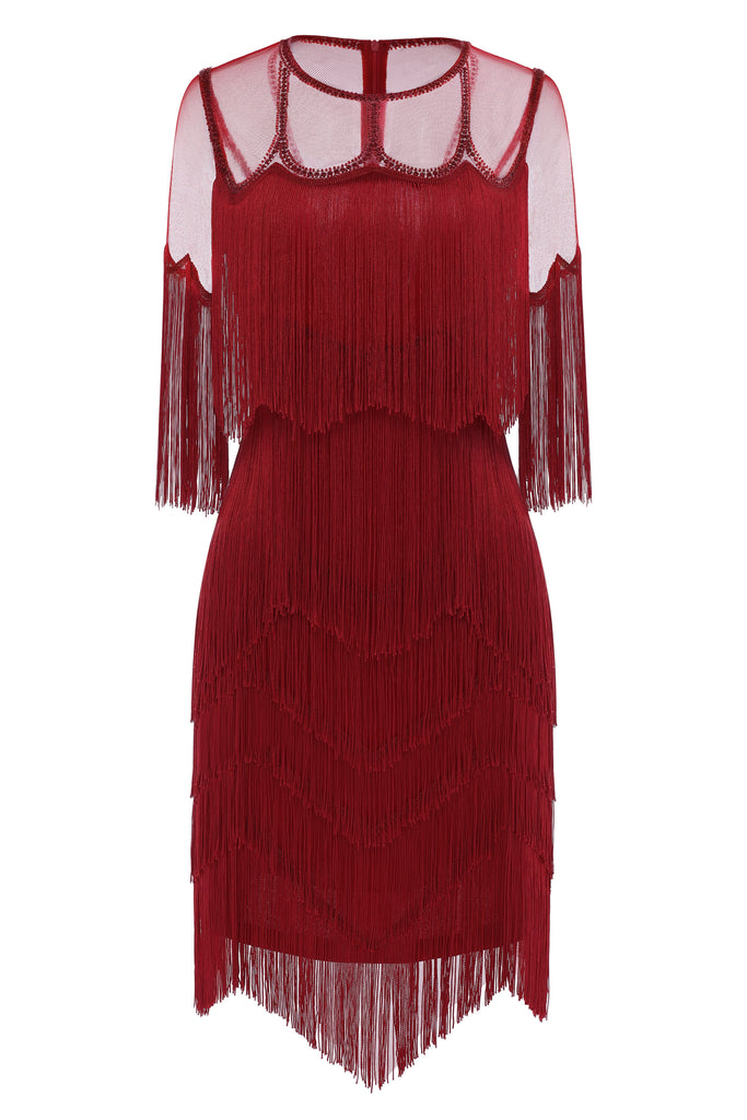 Gracefully Swaying Fringe Flapper Dress - Babeyond UK