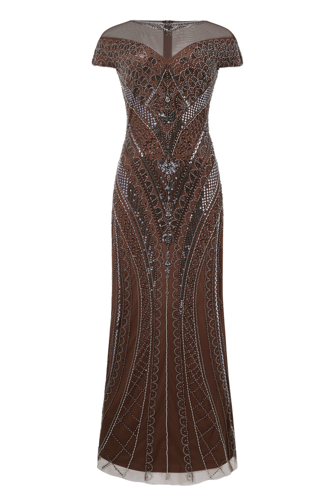 Radiant Geometric Embroidery Evening Gown - Babeyond UK