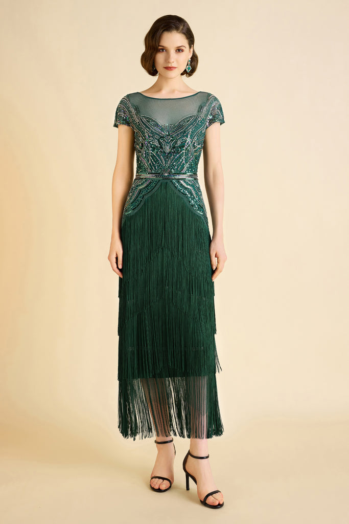 Radiant Iridescent Sequin Fringe Evening Gown - Babeyond UK