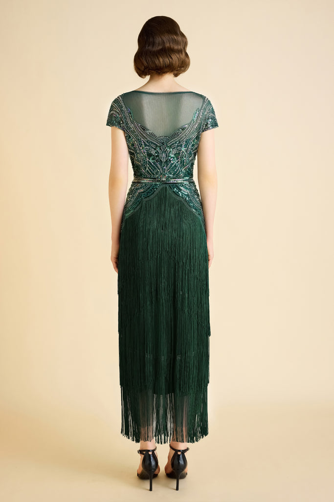 Radiant Iridescent Sequin Fringe Evening Gown - Babeyond UK