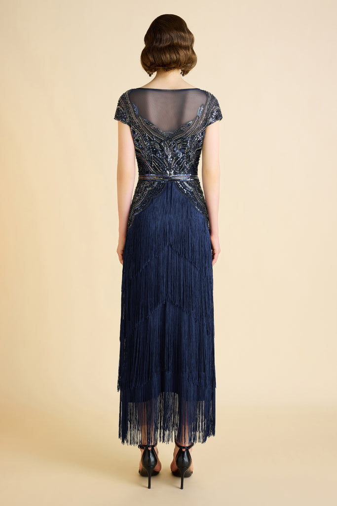 Radiant Iridescent Sequin Fringe Evening Gown - Babeyond UK