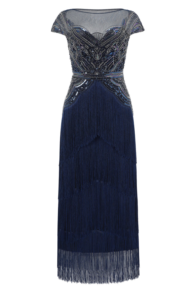 Radiant Iridescent Sequin Fringe Evening Gown - Babeyond UK