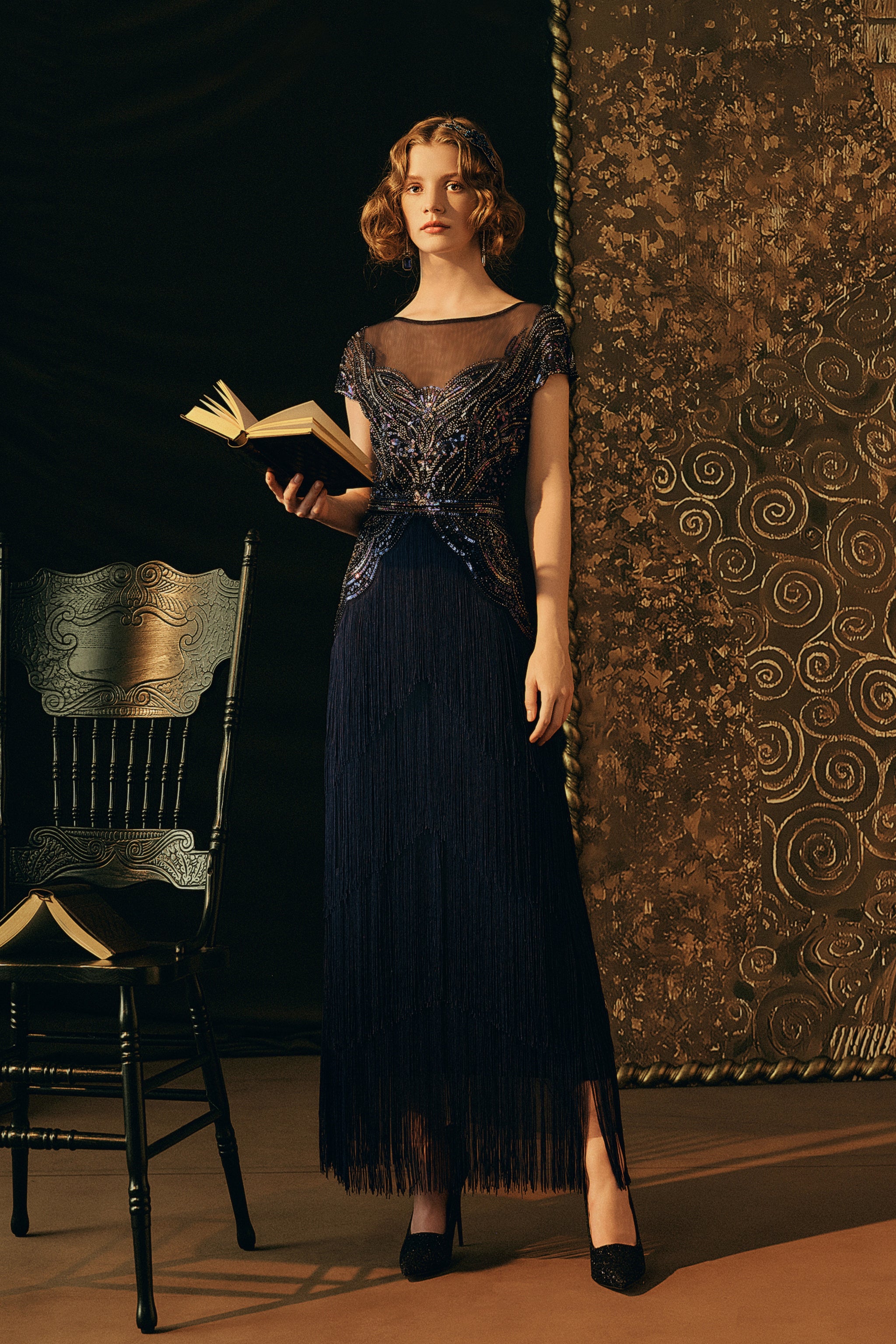 Great Gatsby Roaring 20s Prom Dress Gold Mermaid Beaded Prom Dresses Long Appliqed 20's Gatsby Themed Great Gatsby Roaring 20s Prom Dress Gold Mermaid Beaded Prom Dresses Long Appliqed 20's Gatsby Themed