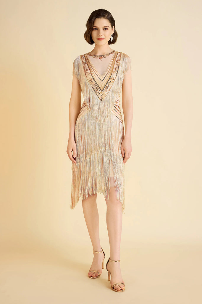 Radiant Sequin-Embellished Fringe Flapper Dress - Babeyond UK