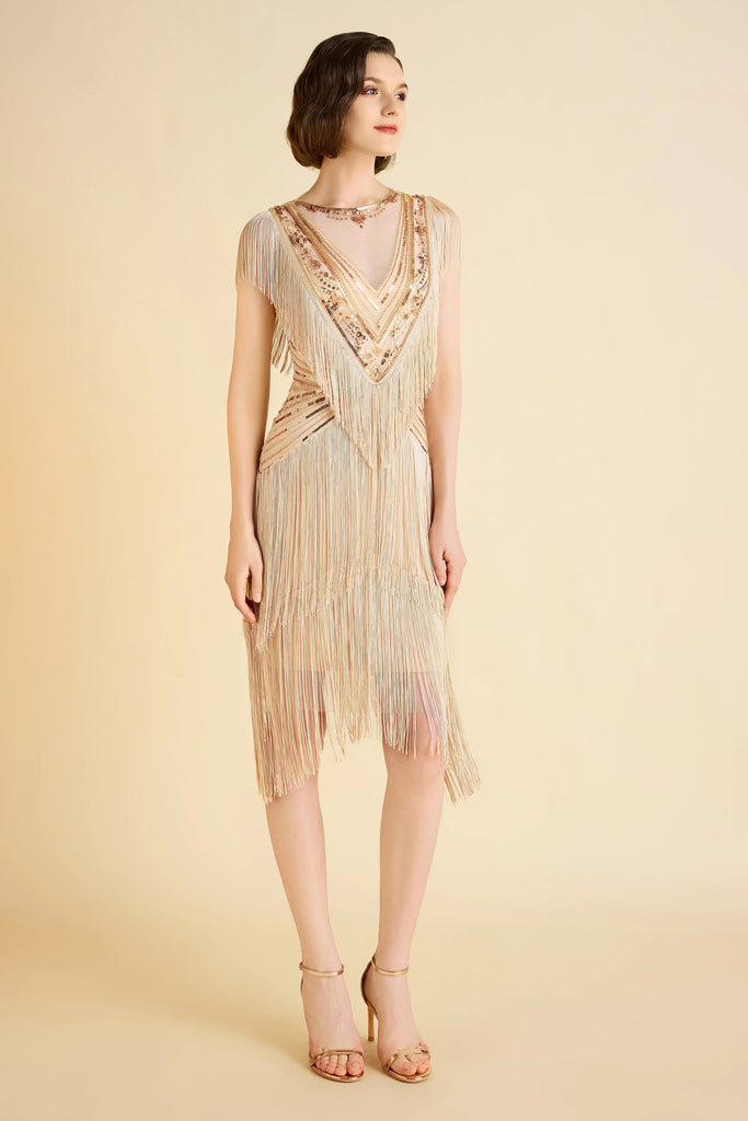 Radiant Sequin-Embellished Fringe Flapper Dress - Babeyond UK