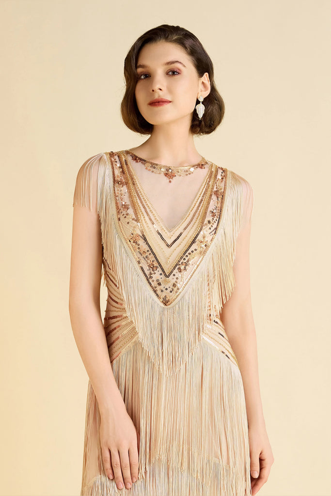 Radiant Sequin-Embellished Fringe Flapper Dress - Babeyond UK