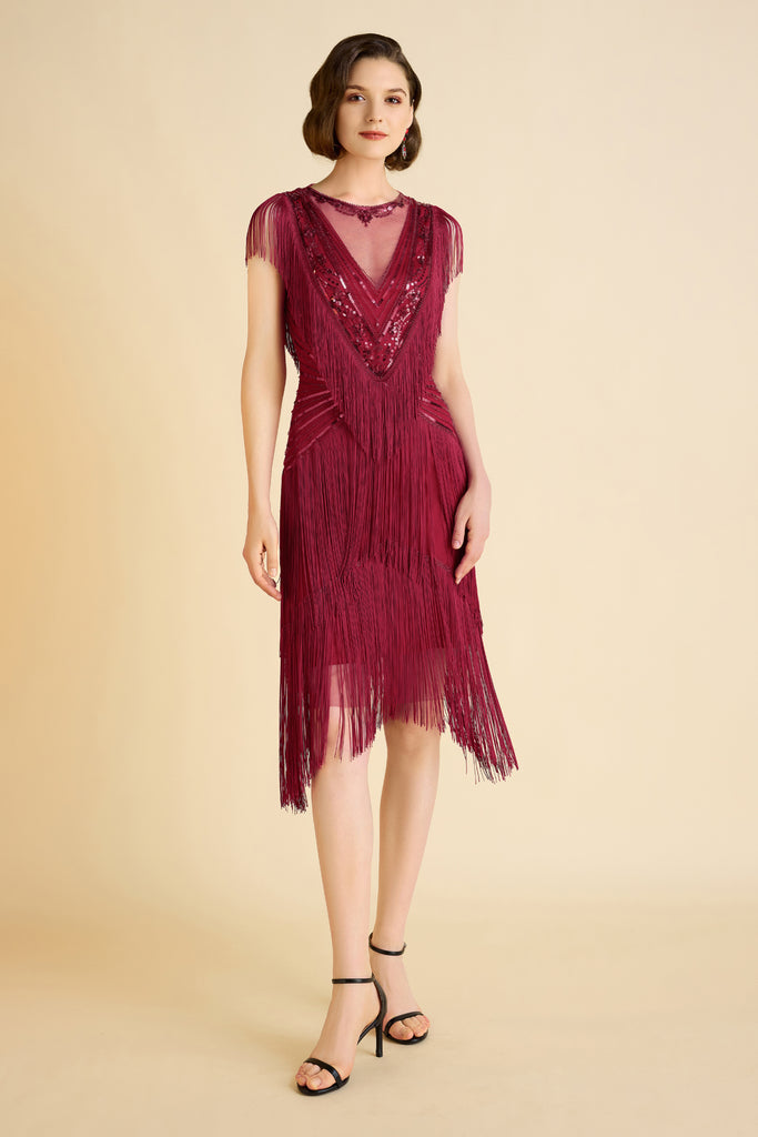 Radiant Sequin-Embellished Fringe Flapper Dress - Babeyond UK