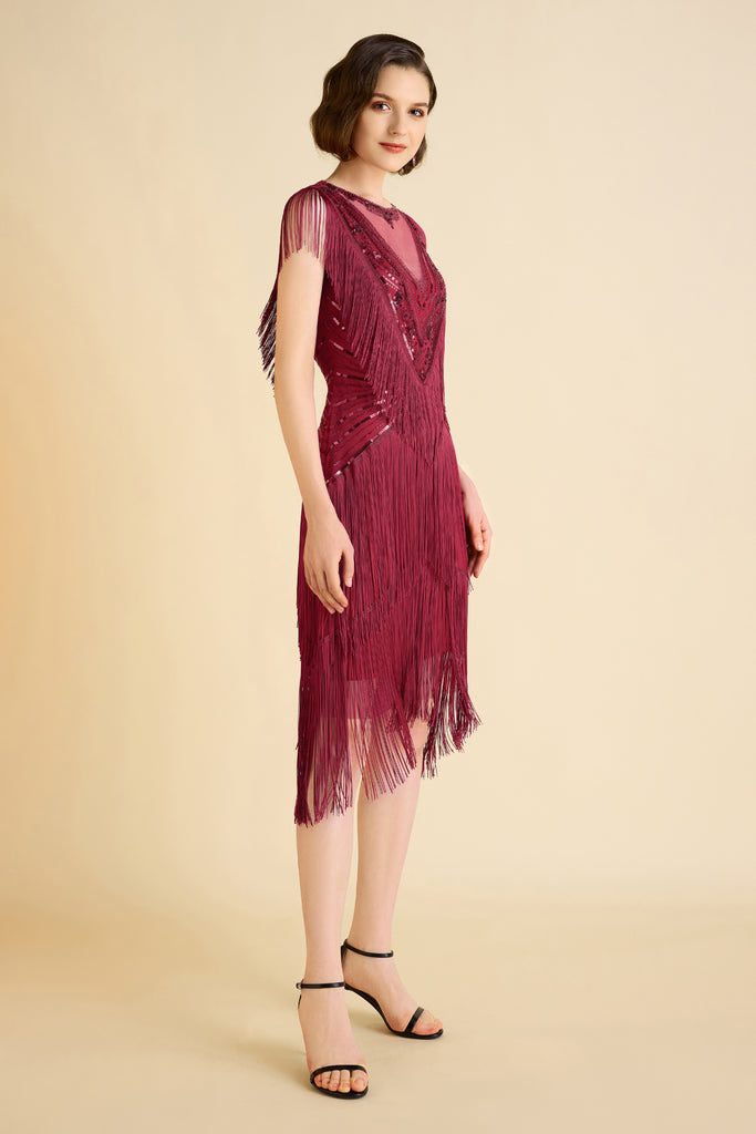 Radiant Sequin-Embellished Fringe Flapper Dress - Babeyond UK