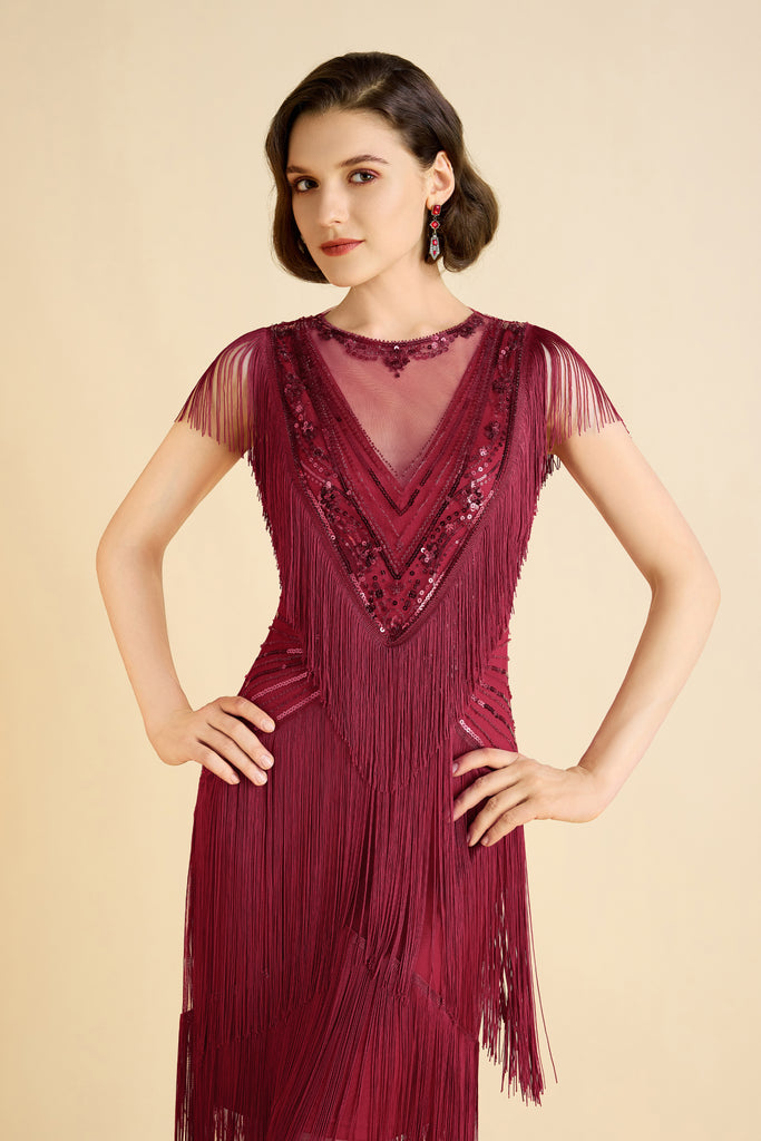 Radiant Sequin-Embellished Fringe Flapper Dress - Babeyond UK