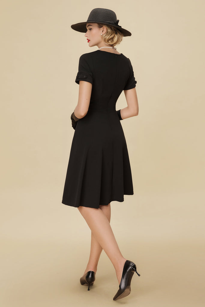 Refined Vintage-Inspired Pleated Swing Dress - Babeyond UK