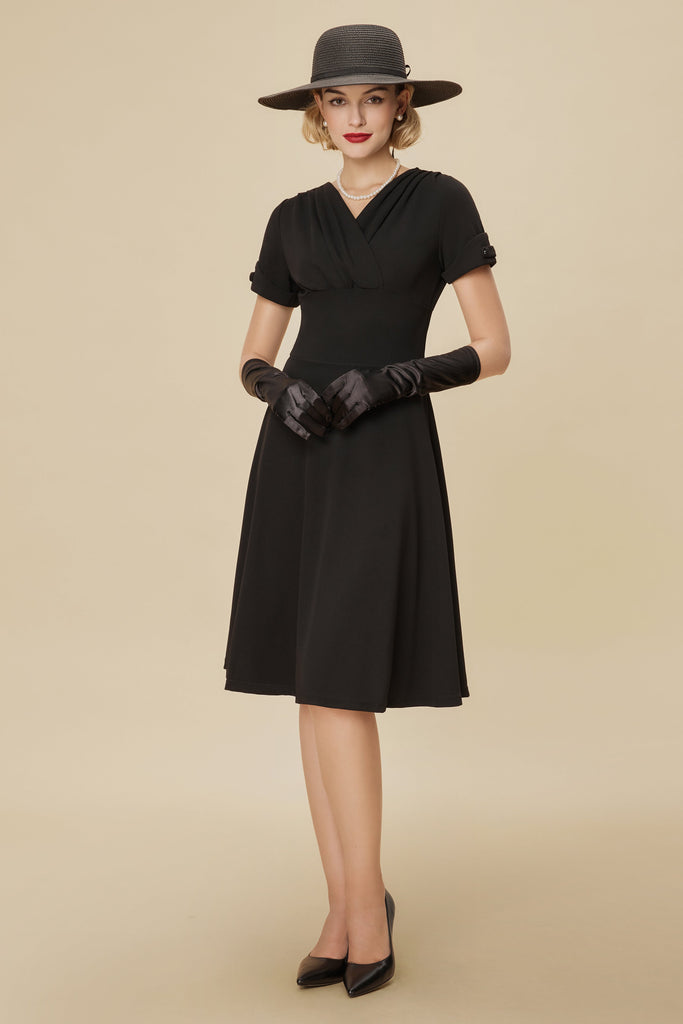 Refined Vintage-Inspired Pleated Swing Dress - Babeyond UK