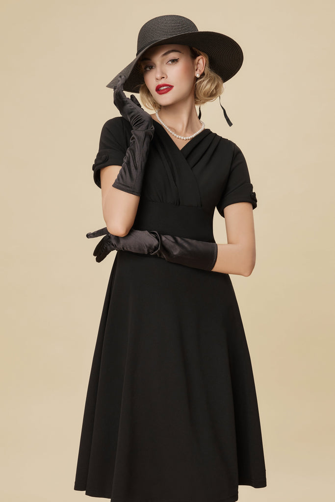 Refined Vintage-Inspired Pleated Swing Dress - Babeyond UK