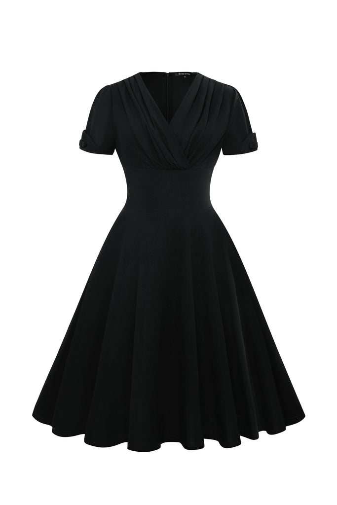 Refined Vintage-Inspired Pleated Swing Dress - Babeyond UK