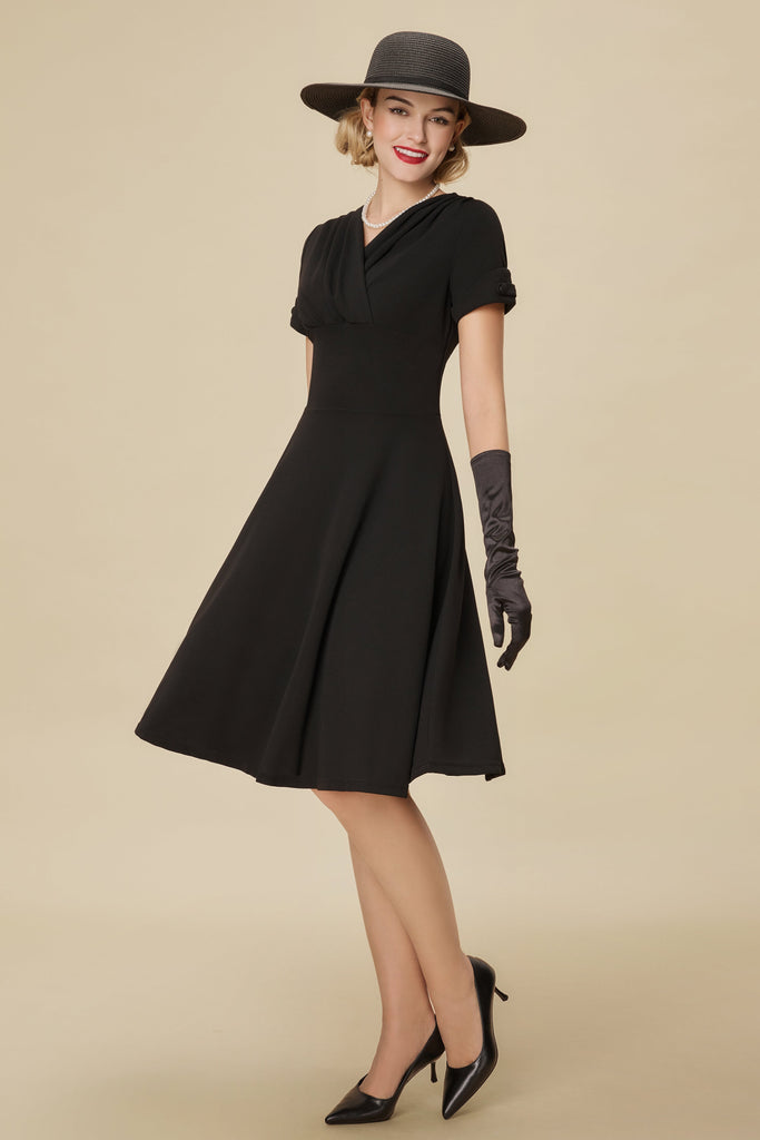 Refined Vintage-Inspired Pleated Swing Dress - Babeyond UK