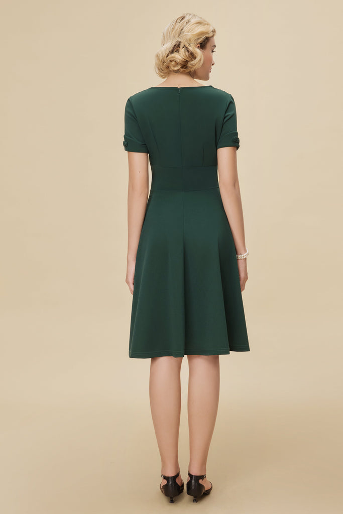 Refined Vintage-Inspired Pleated Swing Dress - Babeyond UK