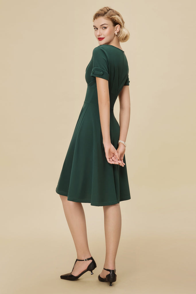 Refined Vintage-Inspired Pleated Swing Dress - Babeyond UK