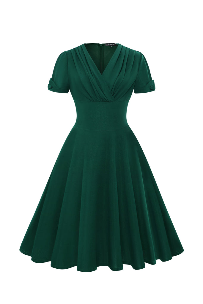 Refined Vintage-Inspired Pleated Swing Dress - Babeyond UK