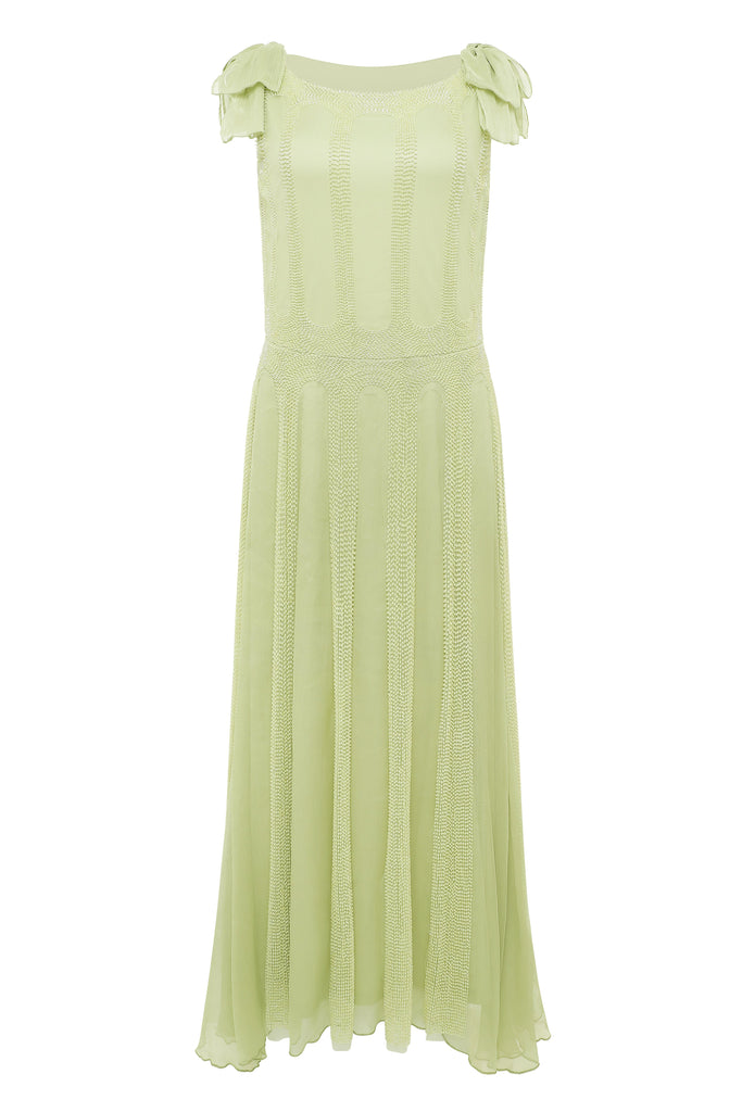 Retro Bow Beaded A-Line Day Dress - Babeyond UK