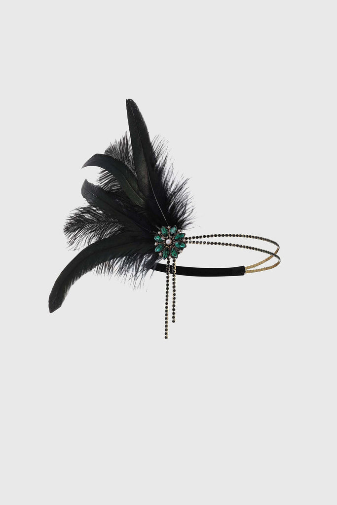 Rhinestone Studded Feather Headband - Babeyond UK