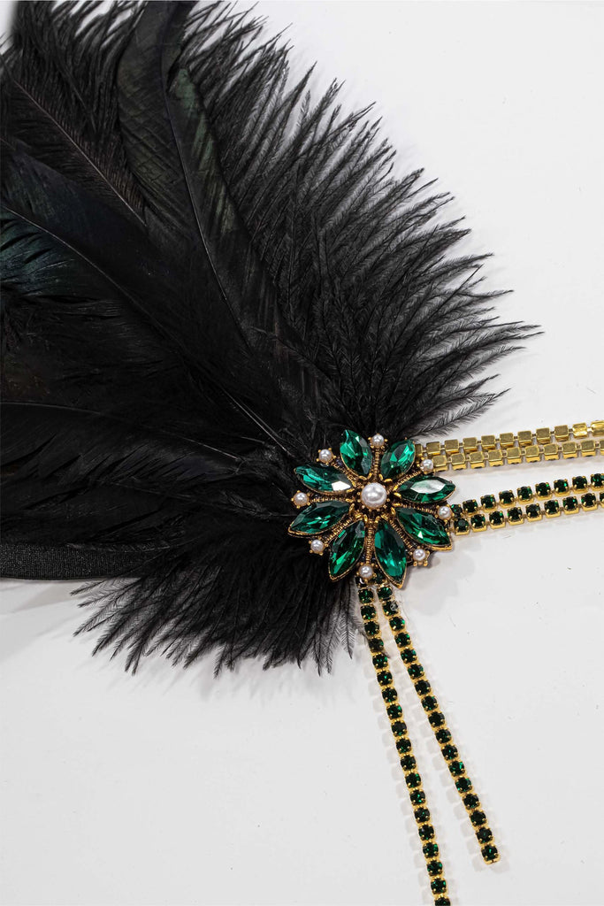 Rhinestone Studded Feather Headband - Babeyond UK