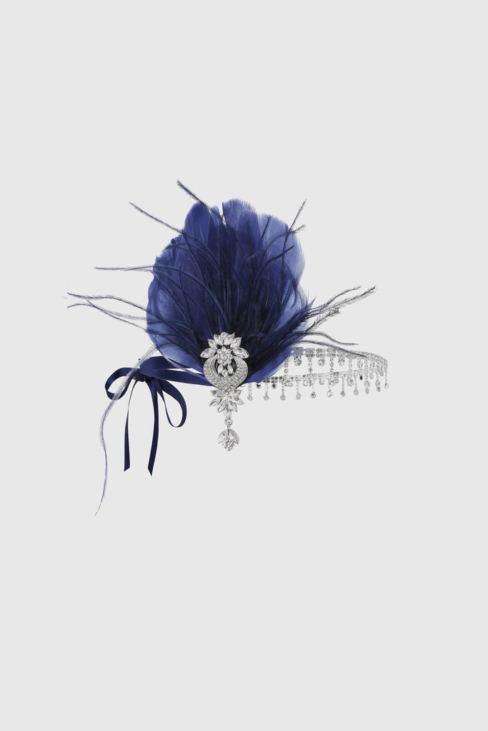 Rhinestone Studded Ostrich Feather Headband - Babeyond UK