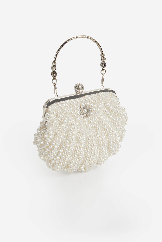 Shell Shaped Pearl Beaded Clutch - Babeyond UK