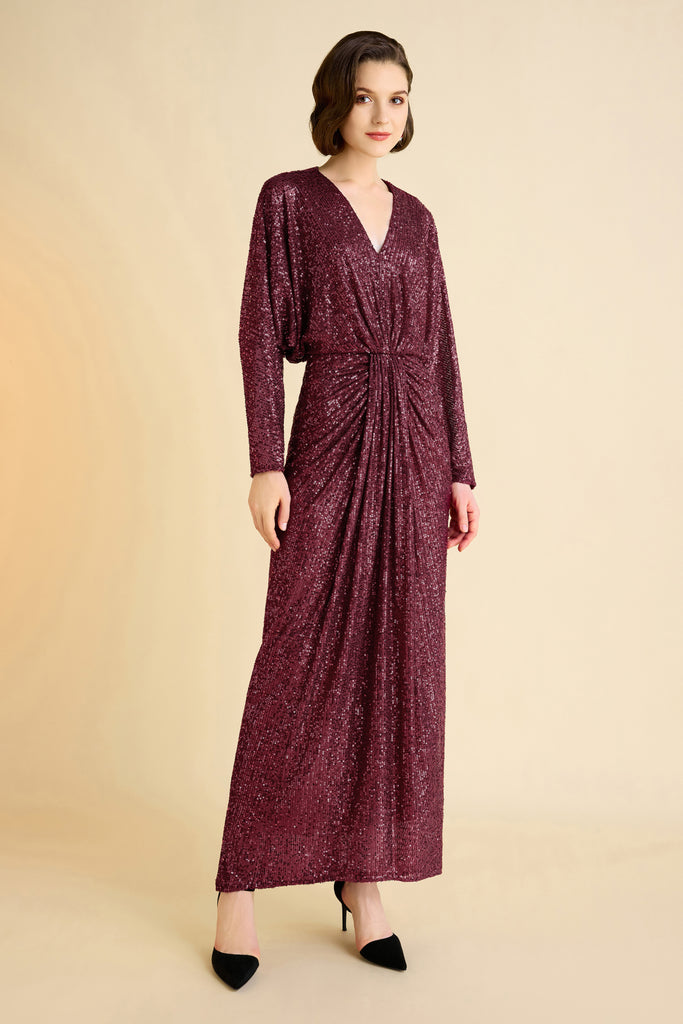 Shimmering Ruched Sequin Evening Gown - Babeyond UK