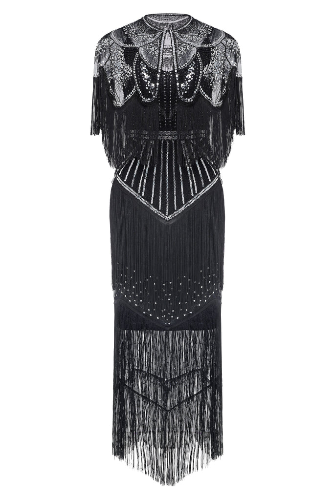 1920s Strap V Neck Sequin Dress With Shawl - Babeyond UK