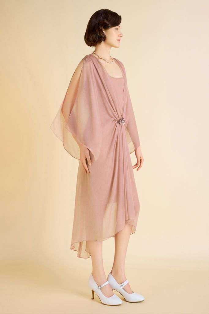 Stylish Batwing Sleeves Pleated Day Dress - Babeyond UK