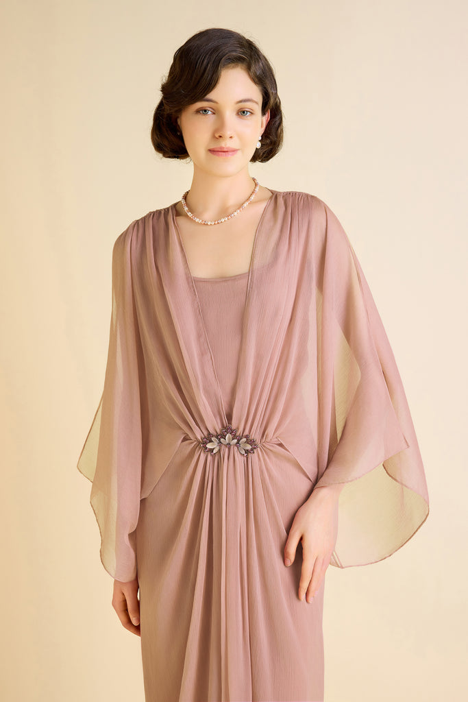 Stylish Batwing Sleeves Pleated Day Dress - Babeyond UK