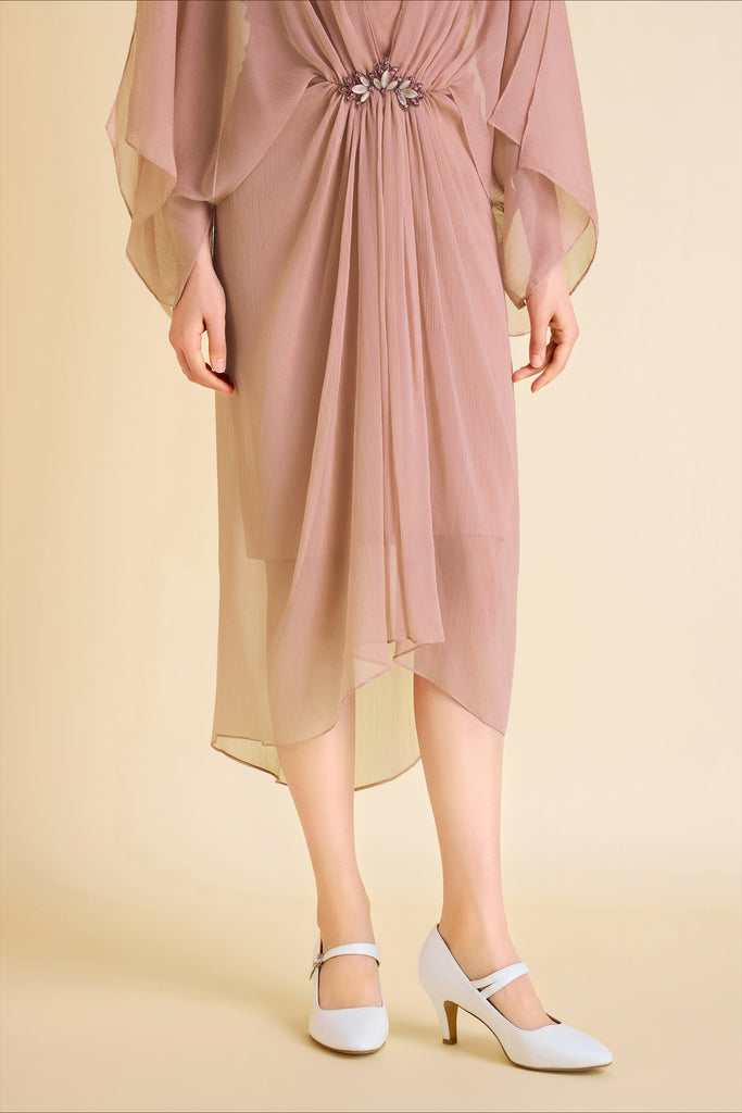 Stylish Batwing Sleeves Pleated Day Dress - Babeyond UK