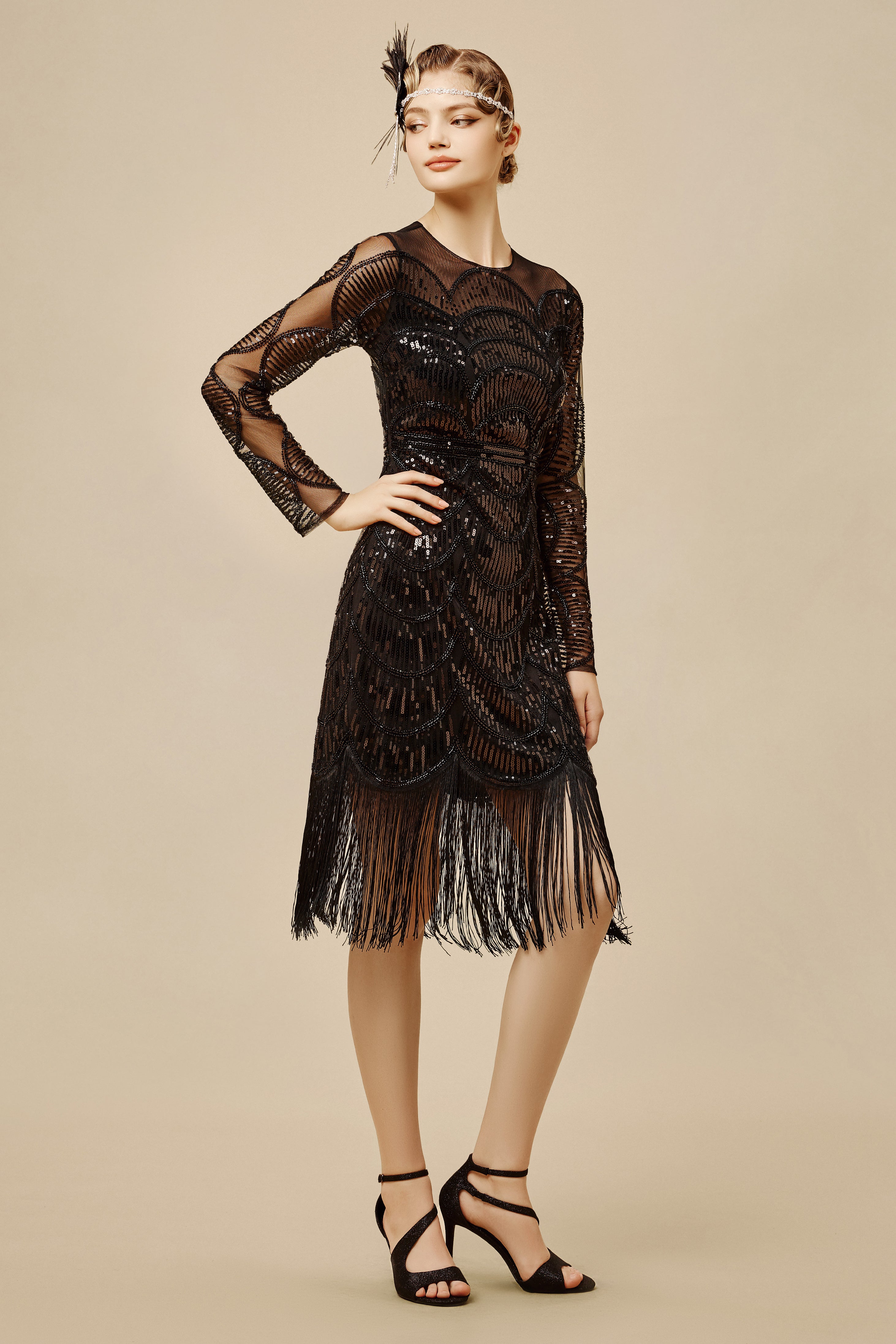 long sleeve flapper dress uk 1920s Dresses & Great Gatsby Styles queendanceruk