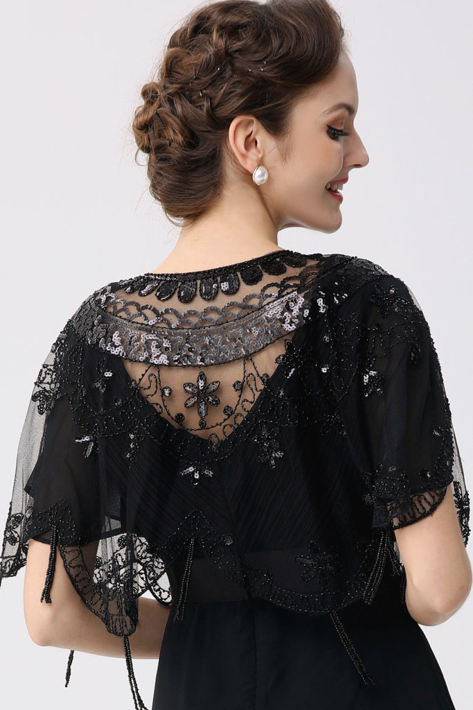 1920s Sequin Beaded Evening Shawl - Babeyond UK