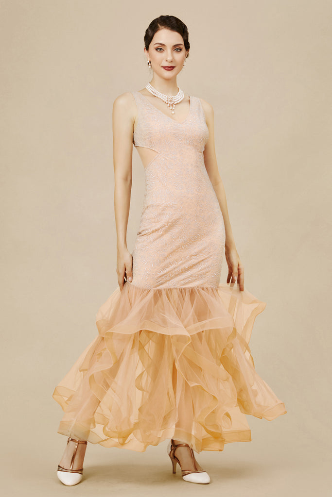 V-Neck Sleeveless Tulle Mermaid Dress - Babeyond UK