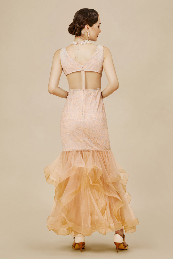 V-Neck Sleeveless Tulle Mermaid Dress - Babeyond UK