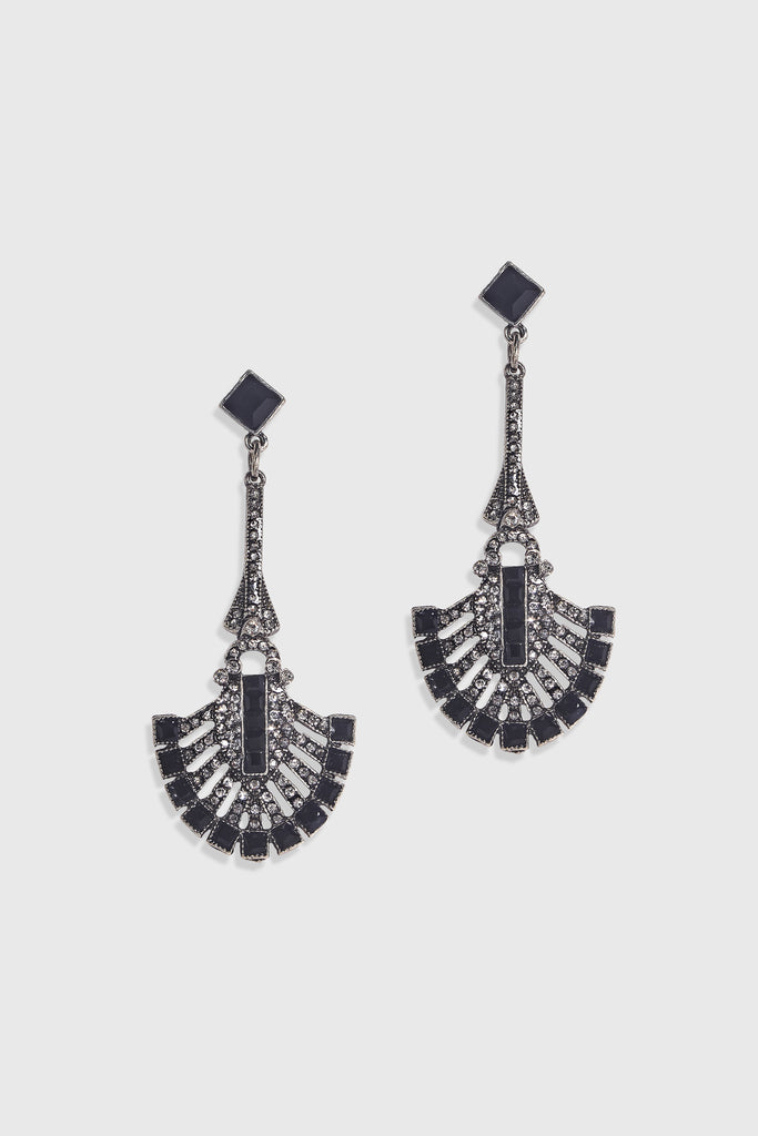 Vintage Geometric Fan-shaped Crystal Earrings - Babeyond UK