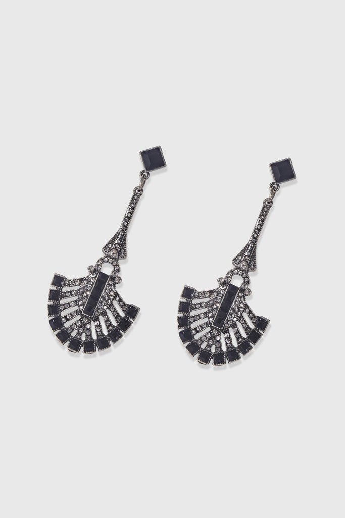 Vintage Geometric Fan-shaped Crystal Earrings - Babeyond UK